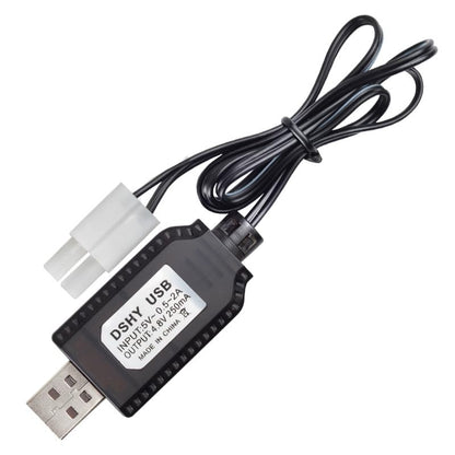 4.8V USB Battery Charger 250mA for NiMH Battery Pack, Multi-Connector Charging Cable with JST SM Plug, Auto Cut-Off Full Light Indicator for RC Car Boat Tan (4.8V USB Connector)