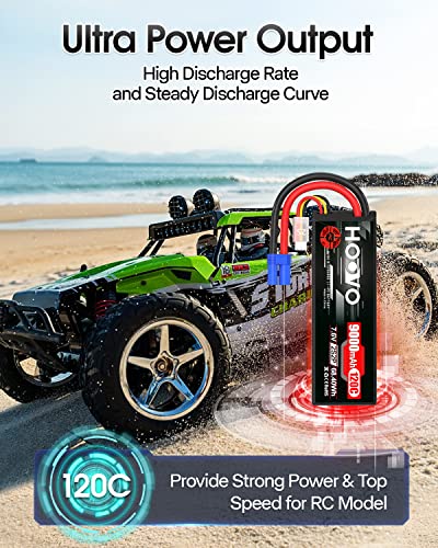 HOOVO 2S Lipo Battery 7.6V 9000mAh 120C RC Battery Hard Case EC5 Plug 2Pack | High Voltage Battery, compatible for RC Cars Boats Trucks Buggies Drones RC Vehicles - style: 2S 9000mAh