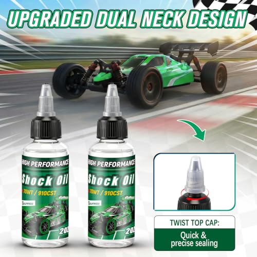 2 Bottles Racing Silicone Shock Oil 70WT 910CST | RC Car Shock Oil for Lubricating R/C Radio Controlled Cars and All Types of Vehicles, RC Shock Oil, Does Not Evaporate