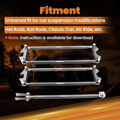 Parallel 4-Link Suspension Kit, Universal Weld-On 24" Steel Bars for Rat Rod Hot Rod Truck Classic Car