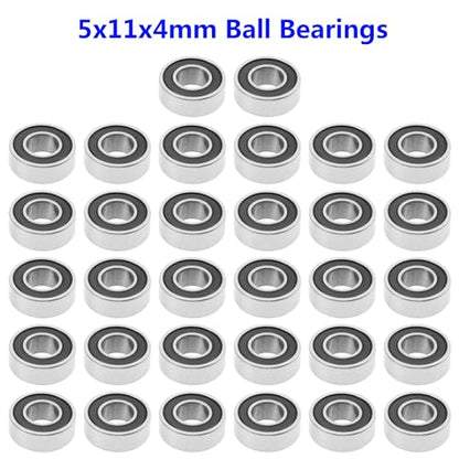 36Pcs ShareGoo RC Rubber Sealed Ball Bearings Kit 5x8x2.5mm 5x11x4mm Compatible with Tamiya Squash Van GF-02 4WD 1/10 RC Car Upgrade Parts