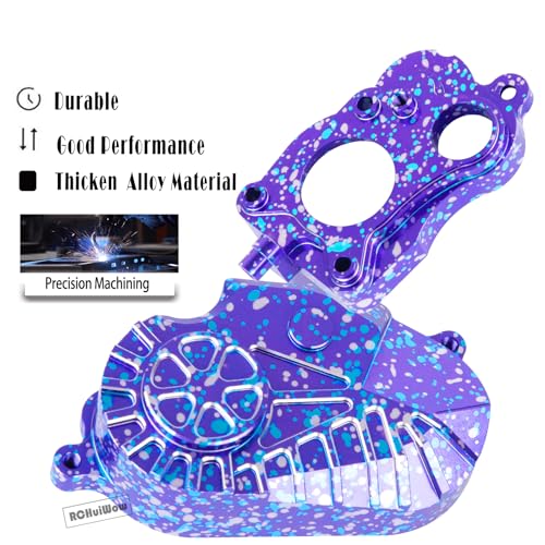 RC Transmission w/Gear Upgrades Part for 1/10 SCX10 AXI03004 Capra 1.9 UTB,Aluminium Alloy Complete Gearbox Transmission Case with Gear,Mix Purple&Blue - color: Multicolorred(1set)