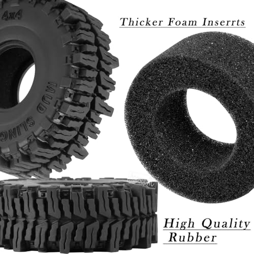 1.0 Beadlock RC Wheels for 1/18 1/24 Trx4m SCX24 RC Crawler,Full Brass 1.0'' RC Truck Tires RC Wheels 4pcs Black