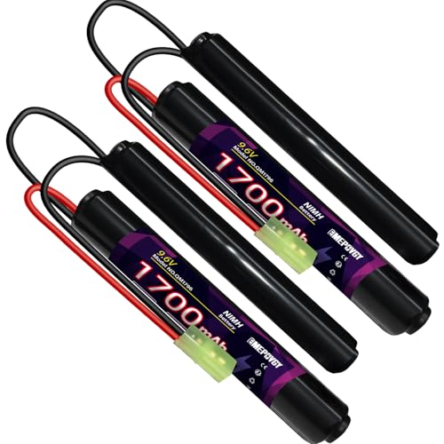 NiMH Airsoft Battery 9.6V 1700mAh Rechargeable Nunchuck Stick Battery Pack with Mini TMY Plug for Air Soft Gun Rifle(2 Packs) - color: 9.6V-2