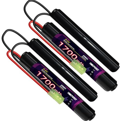 NiMH Airsoft Battery 9.6V 1700mAh Rechargeable Nunchuck Stick Battery Pack with Mini TMY Plug for Air Soft Gun Rifle(2 Packs) - color: 9.6V-2