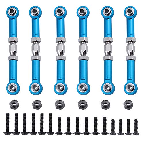 Hobbypark 6pcs 166617 Aluminum Turnbuckle w/machined Rod Ends Steering Linkage 166017 Blue for 1/10 Redcat Volcano EPX/Pro Upgrade Parts Monster Truck HSP Brontosaurus 94111