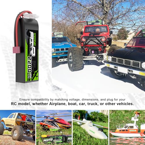 OVONIC 3S Lipo Battery 25C 2200mAh 11.1V Lipo Battery with Dean-Style T Connector for RC Airplane Helicopter Quadcopter RC Car Truck Boat(2 Packs)(with Lipo Voltage Checker)