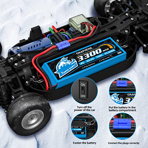 Yowoo 6S 22.2V 3300mAh 150C Graphene LiPo Battery EC5 | Fits Align Trex 500-550, Goblin 500/630, Gaui Helis, RC Cars, Boats, Trucks and Quadcopters