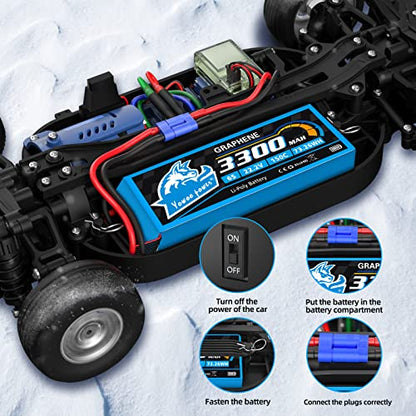 Yowoo 6S 22.2V 3300mAh 150C Graphene LiPo Battery EC5 | Fits Align Trex 500-550, Goblin 500/630, Gaui Helis, RC Cars, Boats, Trucks and Quadcopters