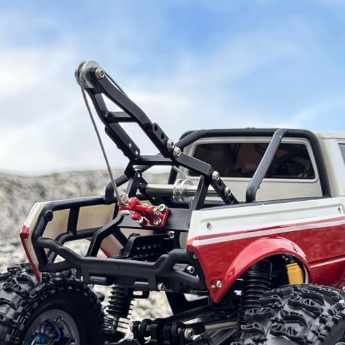 INJORA Tow Truck Crane Kit & INJS2065-360 Winch Servo for TRX4M (Black) - color: Black