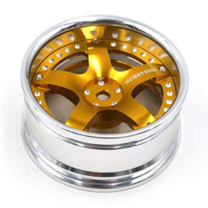 2pcs RC 1/10 Aluminum On Road Wheel Rims Hex 12mm Adjustable Offset Silver/Gold Color Fit for 1:10 RC On Road Drift Touring Street Car Tire Tyre - color: Silver & Gold