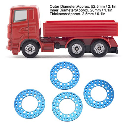 RC Wheel Rims, Lightweight Aluminum Beadlock Rings 1.9in Outer Rings 4Pcs for Off-Road Racing Hobbyists and 1/10 Scale RC Car Enthusiasts(Blue)