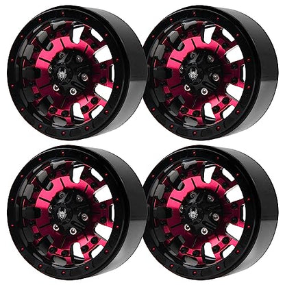 ShareGoo Metal 1.9inch Beadlock Wheel Rims 12mm Hex Hubs 10-Spoke Compatible with Traxxas TRX4 Axial SCX10 RC4WD D90 D110 Tamiya CC01 MST Redcat Gen8 1/10 RC Crawler Car (Red) - color: Red