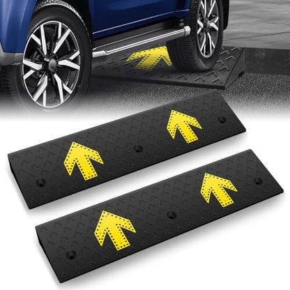 Rubber Curb Ramp 3" Rise Height, Arrow Patterned Sidewalk Curb Ramp for Forklift Truck Bus Car SUV, Driveway Curb Ramps for Low Profile Car, Threshold Bridge Ramp for Warehouse Garage - size: 3" Rise Arrow