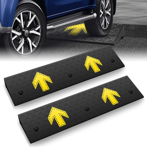 Rubber Curb Ramp 3" Rise Height, Arrow Patterned Sidewalk Curb Ramp for Forklift Truck Bus Car SUV, Driveway Curb Ramps for Low Profile Car, Threshold Bridge Ramp for Warehouse Garage - size: 3" Rise Arrow