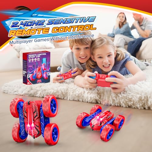 RC Cars Toys for 3 4 5 6 7 8 9 10 Year Old Boys,Double Sided 360° Flip 4WD Remote Control Car 2.4GHz Electric Rechargeable Toys for Ages 4-6 5-7 for Birthday Christmas Basket Stuffers