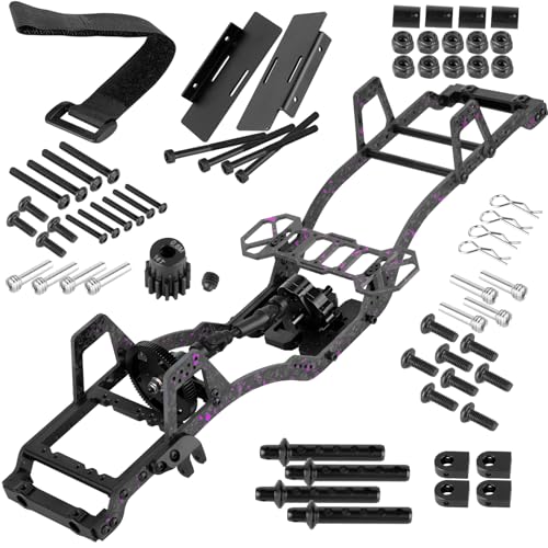 RC Front Mounted Transmission LCG Carbon Fiber Chassis Kit Upgrades Part for 1/10 RC Crawlers SCX10 SCX10 II Capra 1.9 UTB and Other DIY Builds,Carbon Fiber Chassis &Alloy Gearbox,Colorful - color: Colorful(1set)