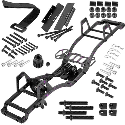 RC Front Mounted Transmission LCG Carbon Fiber Chassis Kit Upgrades Part for 1/10 RC Crawlers SCX10 SCX10 II Capra 1.9 UTB and Other DIY Builds,Carbon Fiber Chassis &Alloy Gearbox,Colorful - color: Colorful(1set)