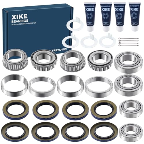XiKe 25580 25520 & 15123 15245 Trailer Bearings Wheel Hub Kit, 4 Sets | Fits 5,200-6,000 lb Axles, Includes 21333TB/10-10 Seal, 22333TB/10-36 Seal and Cotter Pin - size: 25580/20 ＆ 15123/245 + Seal ID 2.125'' ＆ 2.250'', style: Pack 4 Set