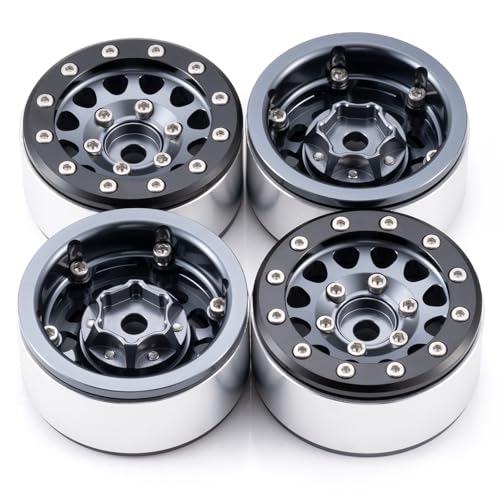 Aluminium 1.55" RC Beadlock Wheel Hub Rims for AXIAL UTB18 D90 TF2 CC01 AX90069 MST JIMNY 1/10 RC Crawler Trail Truck Car Upgrade Parts (Titanium) - color: Titanium
