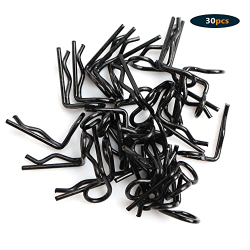 30-Pack 90-Degree Angle 1mm Body Clips Bent Springy Pins WJ07 for All 1/16 1/18 1/20 Scale Model Car Truck Crawler Truck(Black) - color: Black, size: 1mm