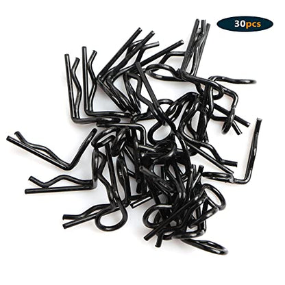 30-Pack 90-Degree Angle 1mm Body Clips Bent Springy Pins WJ07 for All 1/16 1/18 1/20 Scale Model Car Truck Crawler Truck(Black) - color: Black, size: 1mm