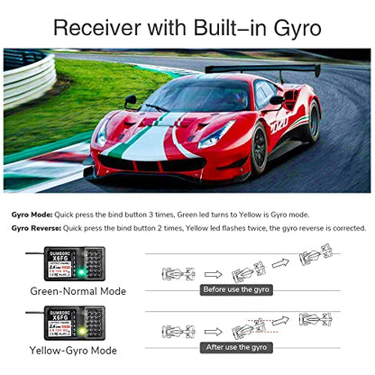 DUMBORC X6 2.4GHz 6CH RC Radio Transmitter and Receiver X6FG(Built-in Gyro)&Alloy Steering Wheel, with Fail-Safe & Low Voltage Alarm Function for Rc Vehicle Car Boat Tank Model Parts Remote Controlle