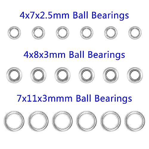 18PCS ShareGoo Ball Bearing Set 4x7x2.5 4x8x3 7x11x3mm Compatible with Wltoys 1/14 144001 RC Car Upgrade Parts