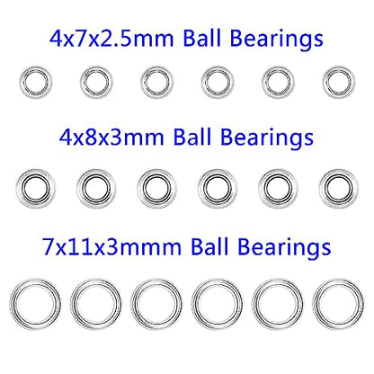 18PCS ShareGoo Ball Bearing Set 4x7x2.5 4x8x3 7x11x3mm Compatible with Wltoys 1/14 144001 RC Car Upgrade Parts