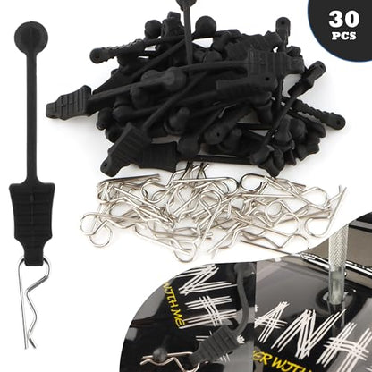 30 Pieces 1.0mm RC Cars Body Clips with Pull Tabs for Universal 1/14 1/16 1/18 SCX24 Remote Control Trucks & 1 PCS Hole Puncher Reamer for RC Body Shell Drills Tool - size: 1.0mm