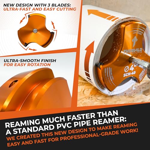 THORVALD PVC Pipe Reamer TriForce - 7 Sizes with Tungsten Carbide Blades - Video Tutorial + User Guide - 3 Blades PVC Fitting Saver for Plumbing - Tool Sizes: 1/2" ; 3/4″ ; 1″ ; 1-1/2″ ; 2″ ; 3″ ; 4″