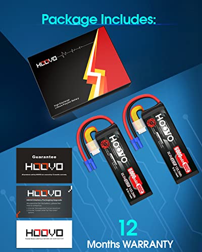 HOOVO 22.2V 6S LiPo Battery 6000mAh 100C Softcase RC Battery for RC Quadcopter Truck Boat Airplane Helicopter RC Vehicle(2 Pack)