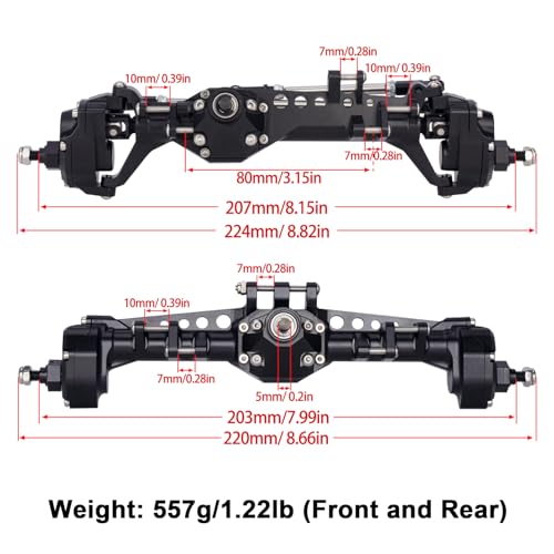 Vanquish F10 Portal Axles, 1/10 RC Aluminum CNC Complete F10 Front & Rear Axles with CNC Machined High Strength Steel Gears for 1/10 RC Crawler Vanquish VS4-10 Axial SCX10 II Upgrades (Silver) - color: Silver