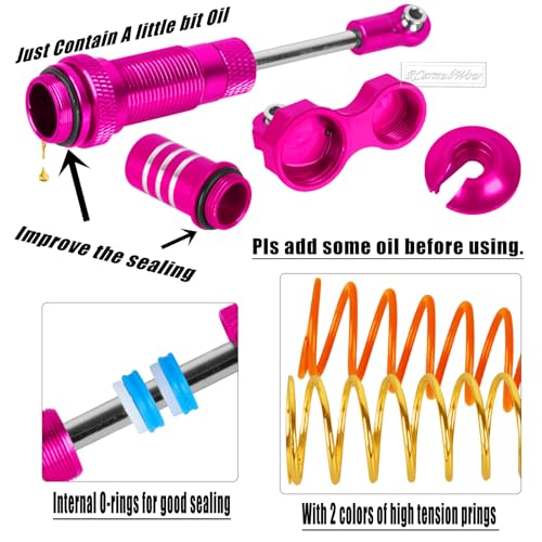RC Upgrades Part for 1/10 Slash 2WD,Driveshafts,Shock Absorbers &Suspension Arms &Turnbuckles Links&Caster Blocks &Steering Block &Stub Axle Carriers &Shock Towers &Bulkhead,Pink - color: Pink(2wd)