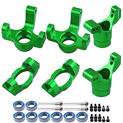 Hobbypark Aluminum Caster Blocks C-Hubs Steering Block Stub Axle Carriers Knuckles Set for Traxxas 1/18 LaTrax Teton Desert Prerunner Rally, Replace Parts 7532 7552X (Green) - color: Green