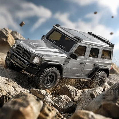 RC Crawler Body Shell Kit, 1/30 Scale Plastic Painted Mini Truck Body Cover with Light Buckets & Spare Tire Mount, DIY Upgrade Accessories Compatible with SCX30 1:30 Micro Crawlers (Grey)
