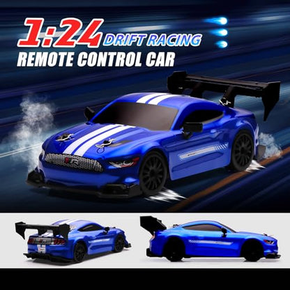 1:24 Scale RC Drift Car,4WD 2.4GHz High Speed Racing Hobby Sport Toy Car Vehicle with LED Lights,Racing and Drift Wheels for Adult Boys Girls Kids Gift (8602-Blue) - color: 8602-blue