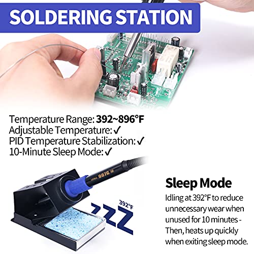 YIHUA 8786D I 2 in 1 Hot Air Rework and Soldering Iron Station with 10 Solder Iron Tips, 4 Hot Air Nozzles, °F /°C, Cool/Hot Air Conversion and Sleep Function