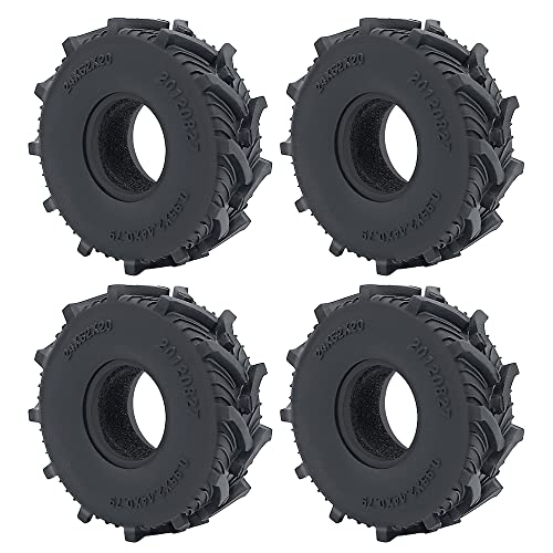 RCLIONS 1/24th Rubber Micro 1" RC Wheel Tires for Axial SCX24 Deadbolt,C10,JLU CRC,Bronco,Gladiator RC Crawler Truck Car (62mm) - size: 62mm