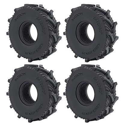 RCLIONS 1/24th Rubber Micro 1" RC Wheel Tires for Axial SCX24 Deadbolt,C10,JLU CRC,Bronco,Gladiator RC Crawler Truck Car (62mm) - size: 62mm