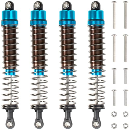 1/10 RC Crawler Shocks 110mm Aluminum Oil Filled Absorbers Adjustable Damper Set for Axial SCX10 TRX-4 TRX-6 D90 Tamiya Bullhead Super ClodBuster Truck Car Upgrades Parts (Blue) - color: Blue