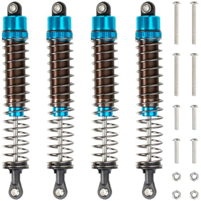 1/10 RC Crawler Shocks 110mm Aluminum Oil Filled Absorbers Adjustable Damper Set for Axial SCX10 TRX-4 TRX-6 D90 Tamiya Bullhead Super ClodBuster Truck Car Upgrades Parts (Blue) - color: Blue
