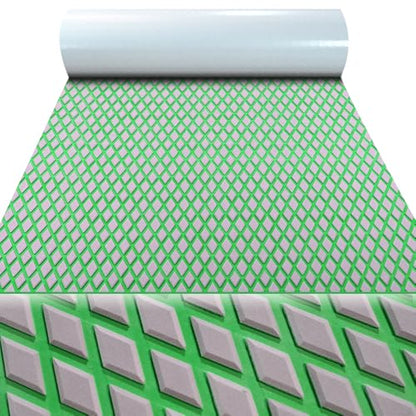 98.4"X43.31" Boat Flooring Self-Adhesive EVA Foam Boat Decking Marine Yacht RV Pool Non-Skid - color: Light grey and green