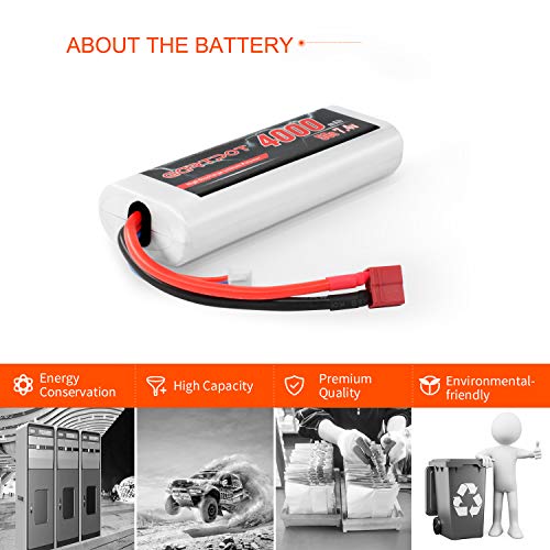 2S 4000mAh 7.4V 50C RC LiPo Battery Hardcase with T Plug for Tamiya TT01 TT02 RC Vehicles Truck Losi Slash Buggy Racing Hobby (2 Pack)