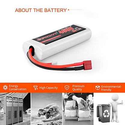 2S 4000mAh 7.4V 50C RC LiPo Battery Hardcase with T Plug for Tamiya TT01 TT02 RC Vehicles Truck Losi Slash Buggy Racing Hobby (2 Pack)