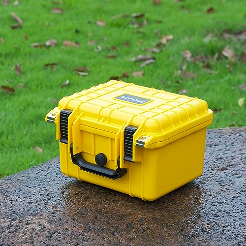 MEIJIA Portable All Weather IP67 Waterproof Camera Case,hard case with Customizable Fit Foam,Fit Use of Drones,Camera,Equipments,10.62 x9.68x6.87inches (Yellow) - color: Yellow, size: 10.62 x 9.68 x 6.87 inches