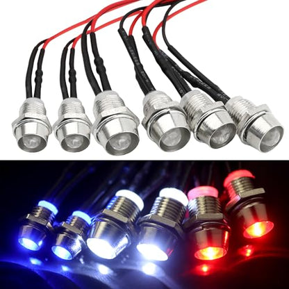 6 LEDs RC LED Light Headlights Taillight Kit Accessories Compatible with Traxxas HSP Tamiya Redcat RC4WD Axial SCX10 RC Cars Truck Tank Crawler(2 White 2 Blue 2 Red)