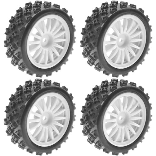4Pack Vgoohobby OD2.83in 1/10 On Road Rubber Tires w/Nylon Wheel Rims 12mm Hex Compatible with HSP HPI Redcat Tamiya Traxxas 1/10 RC On Road Racing Touring Car (White) - color: White