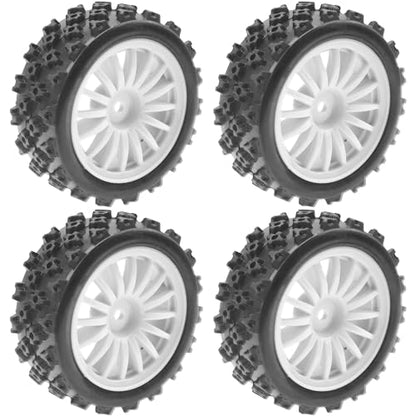 4Pack Vgoohobby OD2.83in 1/10 On Road Rubber Tires w/Nylon Wheel Rims 12mm Hex Compatible with HSP HPI Redcat Tamiya Traxxas 1/10 RC On Road Racing Touring Car (White) - color: White