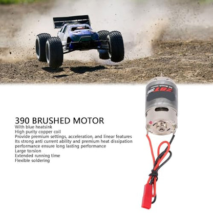 VINGVO 390 Brushed Motor, 28T High Speed RC Motor with Blue Heatsink, Universal Direct Solder Tabs for 1:10 1:12 :14 :16 :24 RC Crawler Cars